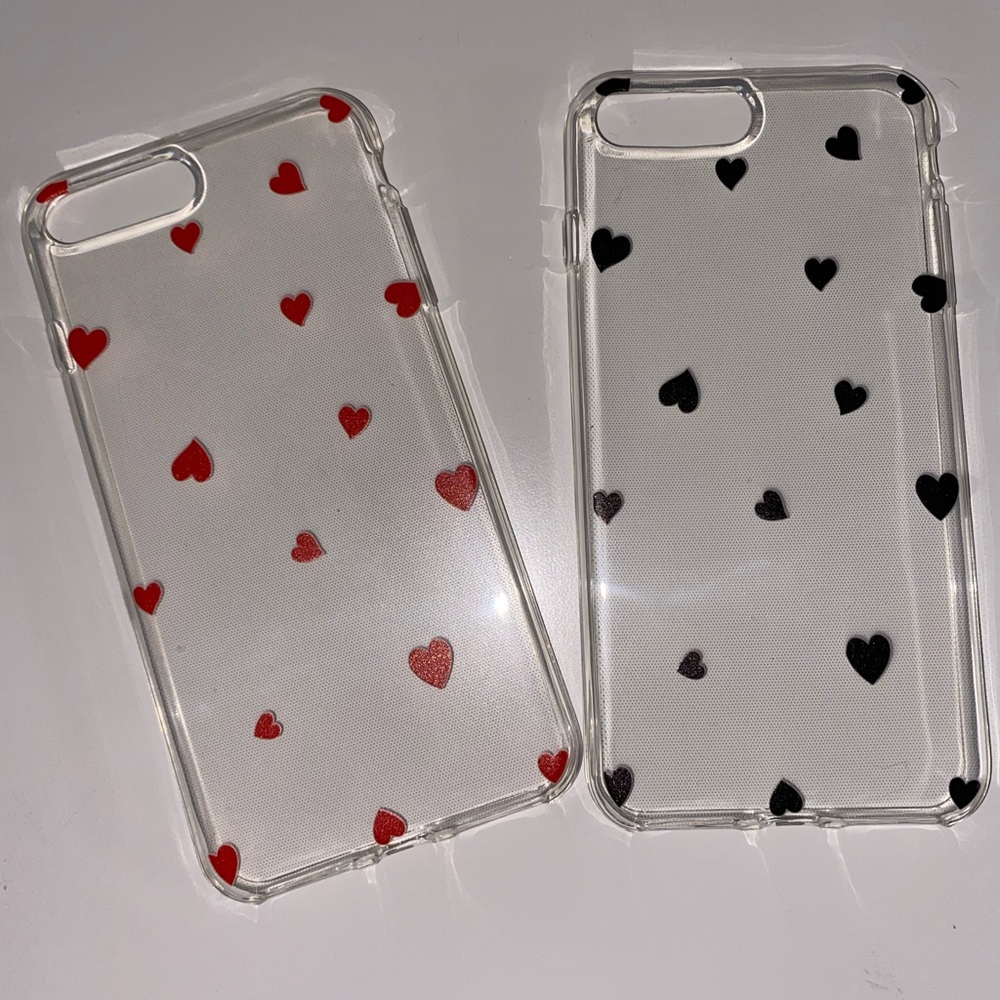 Matching iphone 8+  clear heart cases